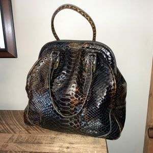 Large Snakeskin Pattern Leather Danier Bag